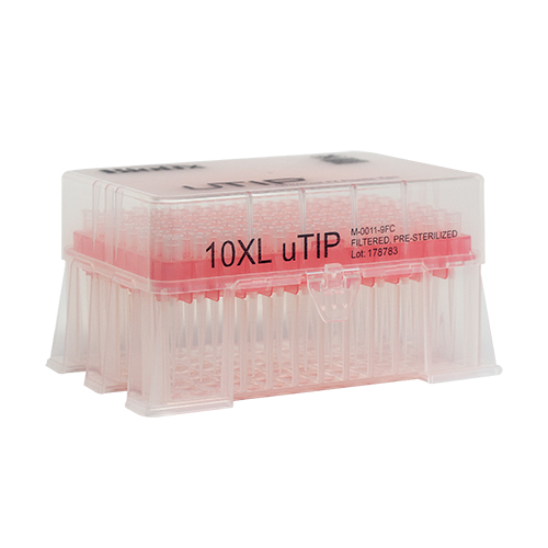 10μL Extended Length Racked Sterile Pipette Tips – Pure Resin uTIP Universal Fit