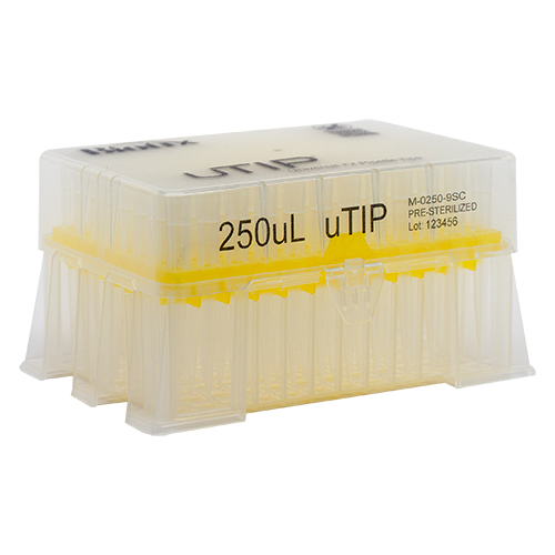 250μL Racked Sterile Pipette Tips – Pure Resin uTIP Universal Fit