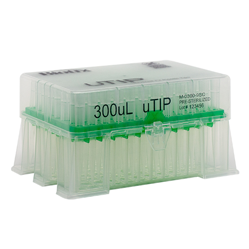 300μL Racked Sterile Pipette Tips – Pure Resin uTIP Universal Fit