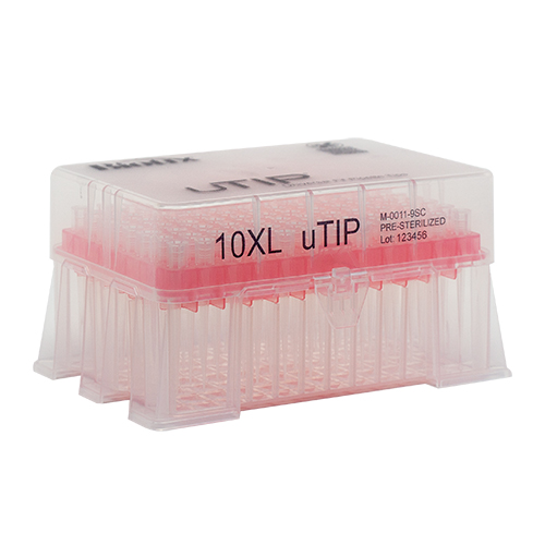 10μL Extended Length Racked Non-Sterile  Pipette Tips – Pure Resin uTIP Universal Fit