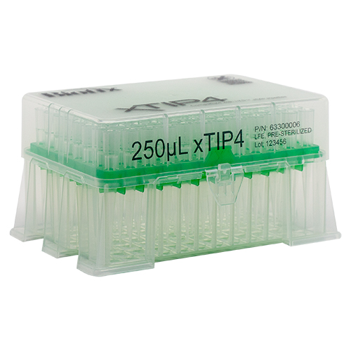 250μL Racked  Sterile Pipette Tips – Pure Resin  xTIP Rainin LTS and xPIPETTE Compatable